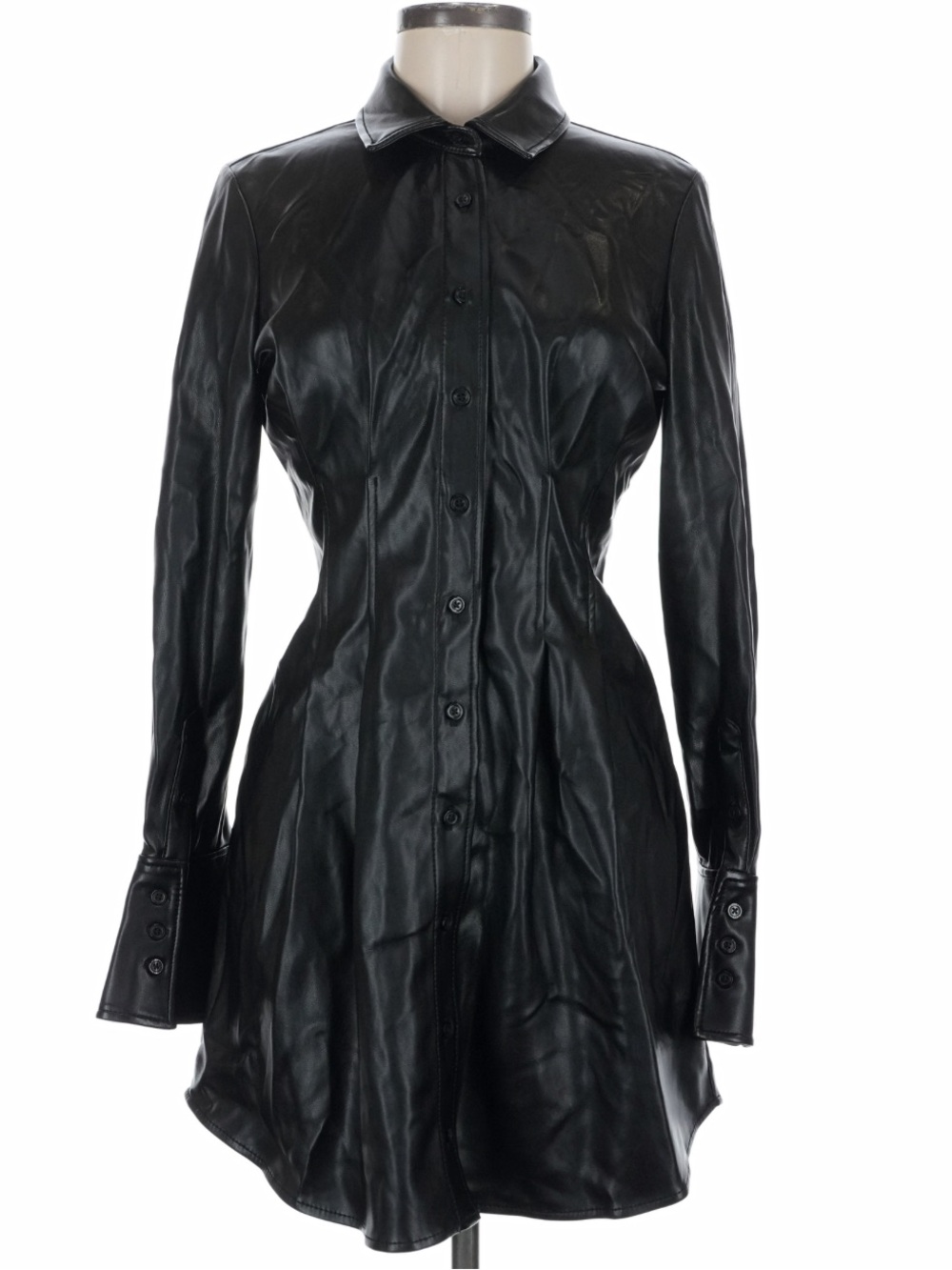 Stunning flattering NWT SIMKHAI Black Faux Leather Dress Size 6 Retail Tag: $495